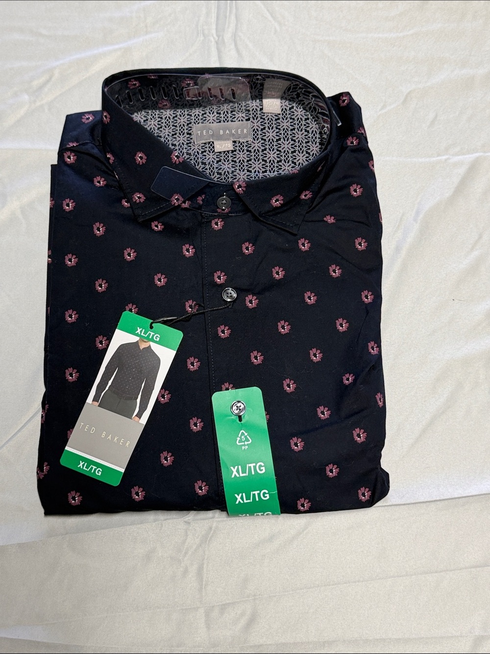 Ted Baker Men’s Navy Shirt with Pink Floral Print